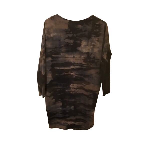 Raquel Allegra Gray black brown Tie Dye PrintLS T-Shirt Mini Dress - Picture 3 of 3